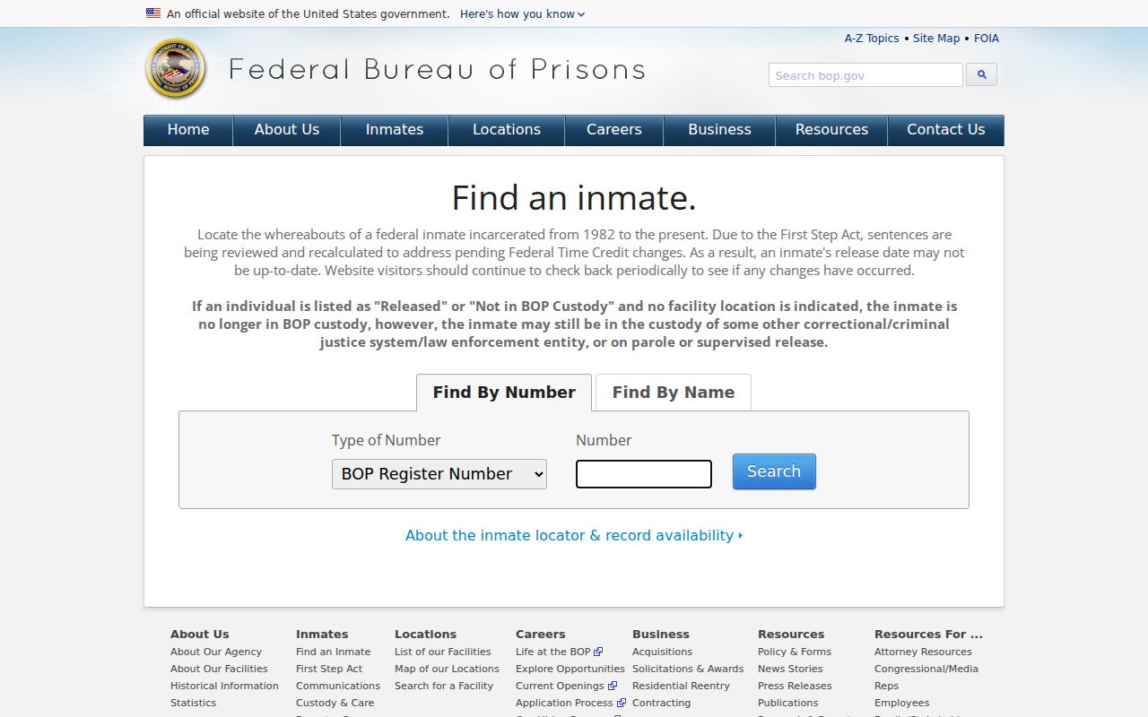 Federal inmate locator for custody following a Loup County arrest
