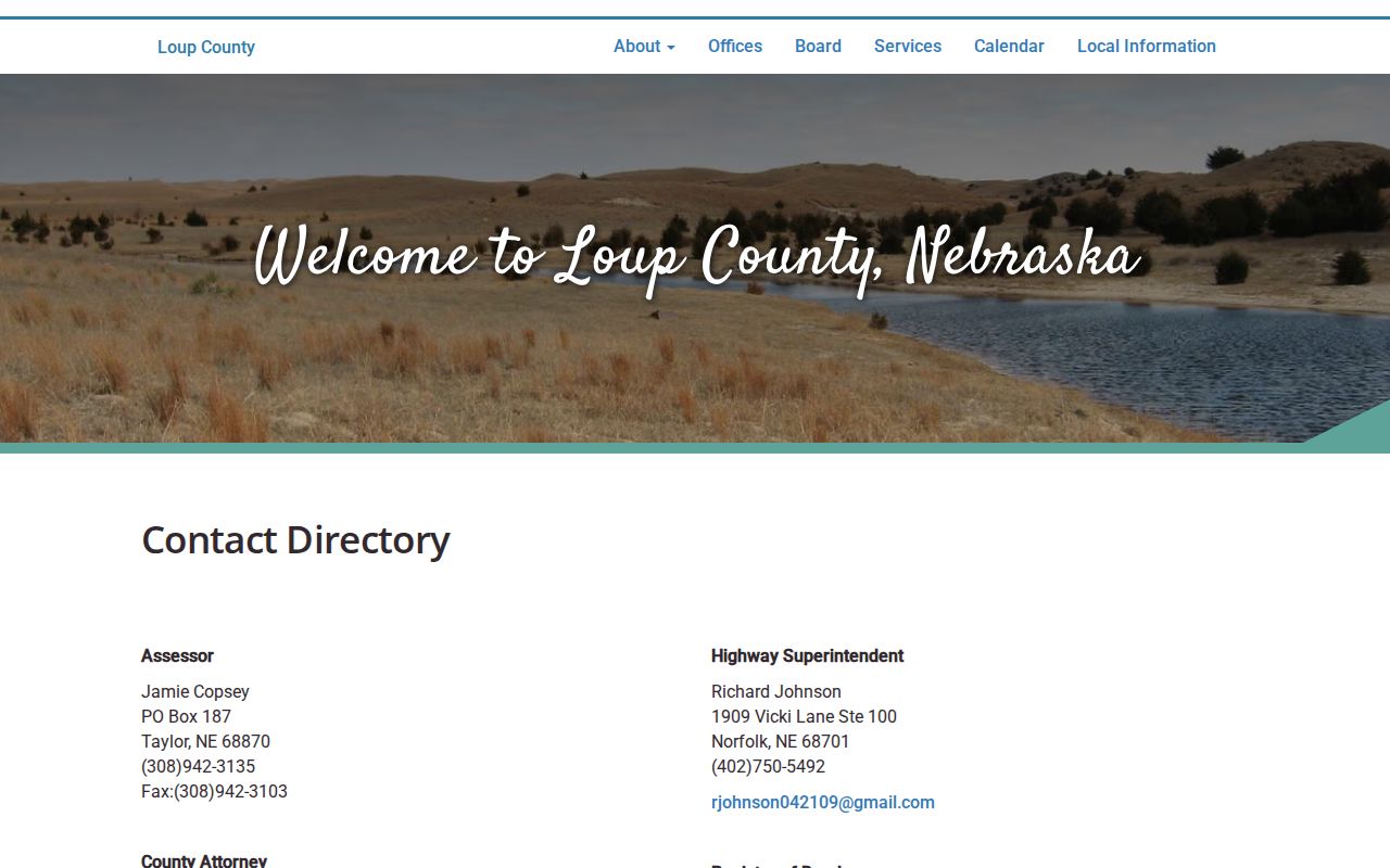 Loup County criminal history contact directory