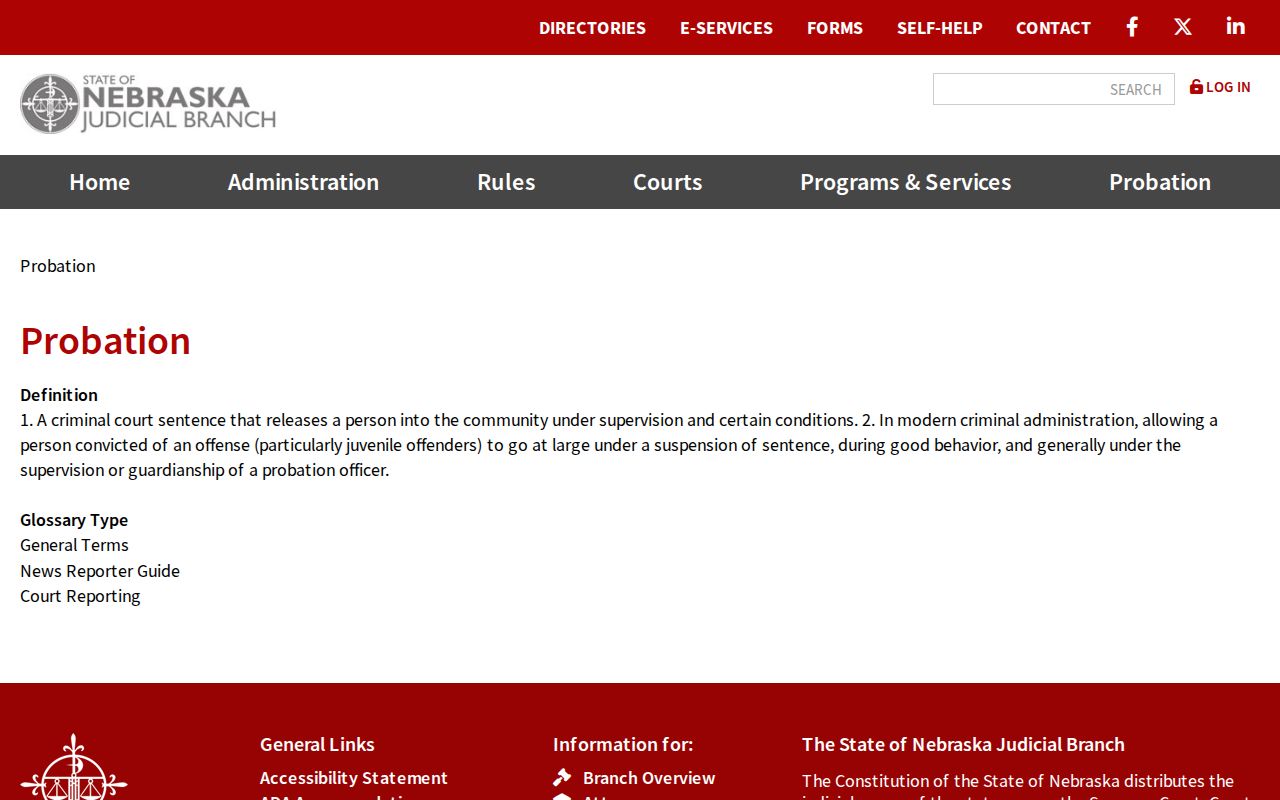 Nebraska probation system for Loup County criminal records