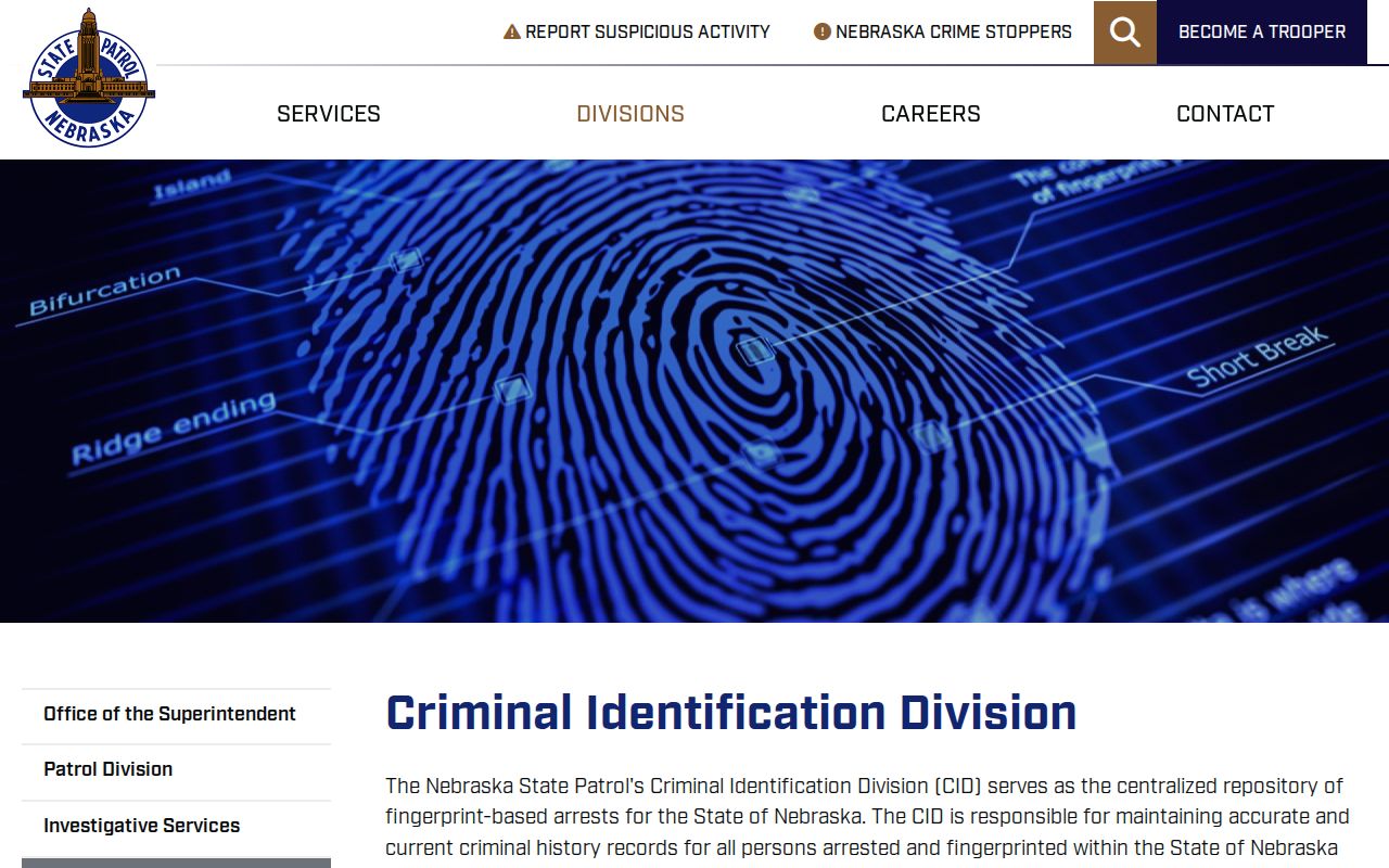 Nebraska State Patrol repository for Loup County criminal history