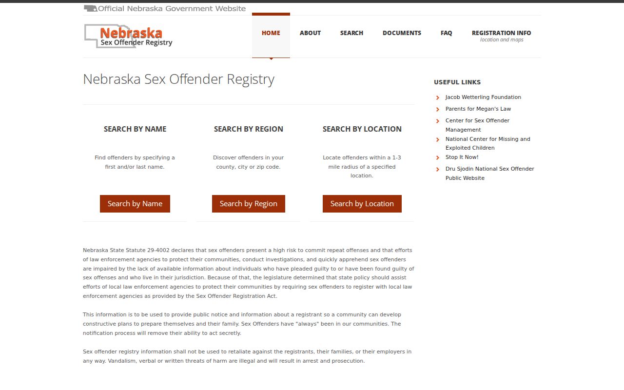 Loup County sex offender registry search interface